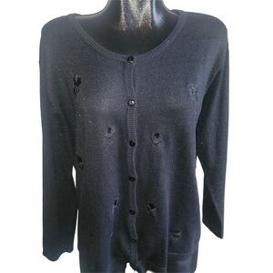Beta's Choice Black Button-Up Cardigan Sweater XL